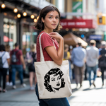 Tote bag femme rétro visage d’une femme élégante porté par une femme - MARJANE et Cie