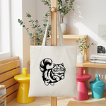 Tote bag chat femme illustration en noir monochrome – silhouette floquée en mouvement – MARJANE et Cie