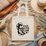 Tote bag chat femme en mouvement monochrome floqué posé à plat – MARJANE et Cie