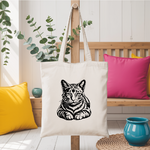 Tote bag chat femme recto illustration suspendu – charme félin naturel - MARJANE et Cie