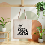 Tote bag chat femme illustration monochrome suspendu – regard intense et expressif - MARJANE et Cie