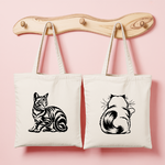 Tote bag femme avec illustrations chats monochrome élégants - MARJANE et Cie