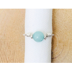 Bague DAJAA2 argent 925 perle semi precieuse amazonite couleur bleue