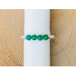 Bague TAROUB1 argent massif perles semi precieuses jade verte élastique minimaliste