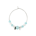 Boucles doreilles RAMZA créoles acier inoxydable argent perles couleur bleu et blanc minimaliste