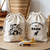 Sac pochon bébé personnalisé recto famille singe et verso prénom en coton avec flocage couleur - MARJANE et Cie
