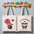 Tote bag bébé personnalisé recto Voyage léger et verso prénom en coton blanc avec flocage couleur - MARJANE et Cie