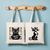 Tote bag femme avec illustration de chat en couleur et verso chat monochrome humoristique - MARJANE et Cie