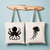 Tote bag femme avec illustration monochrome de pieuvre et verso méduse en flocage noir - MARJANE et Cie