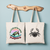 Tote bag femme avec illustration de tortue marine en couleur et verso flocage crabe au design artistique - MARJANE et Cie