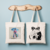 Tote bag femme inspiration asiatique avec femme sous la pluie en couleur et silhouettes derrière un éventail en noir et blanc - MARJANE et Cie