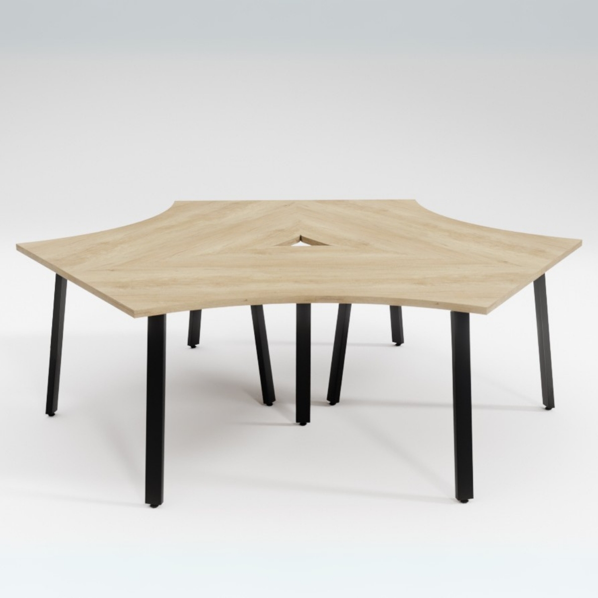 Bureau_open_space_3_places_étoile_piètement_métallique_espace_coworking