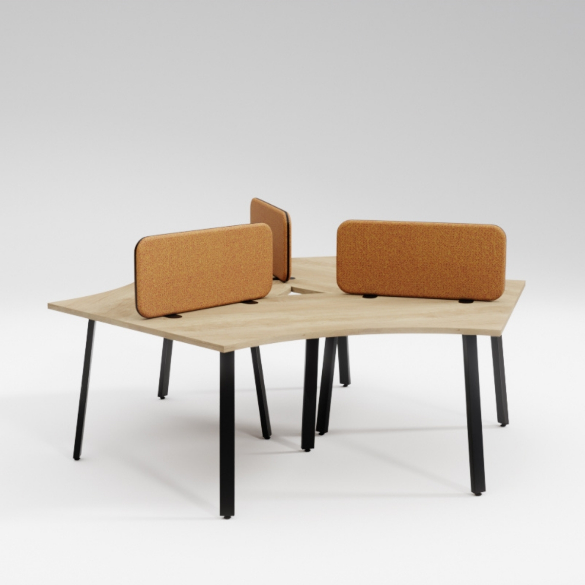 Bureau_open_space_3_places_étoile_piètement_métallique_design