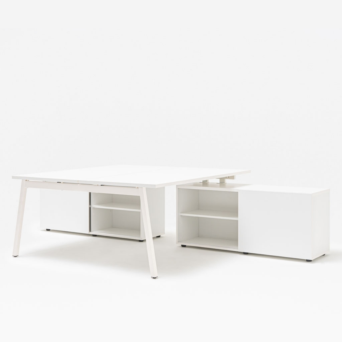 Bureau open space 2 places avec rangements intégrés
