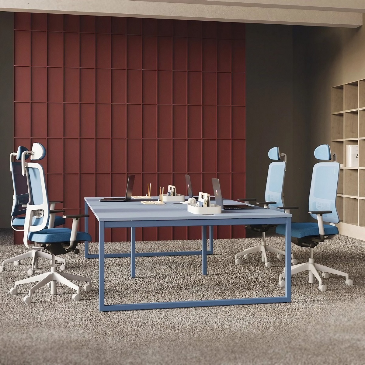 Bureau partagé 2 places design et coloré