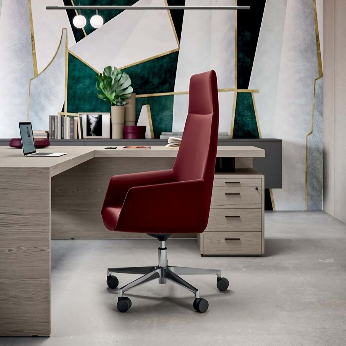 Fauteuil_direction_monocoque_eco_cuir_rouge