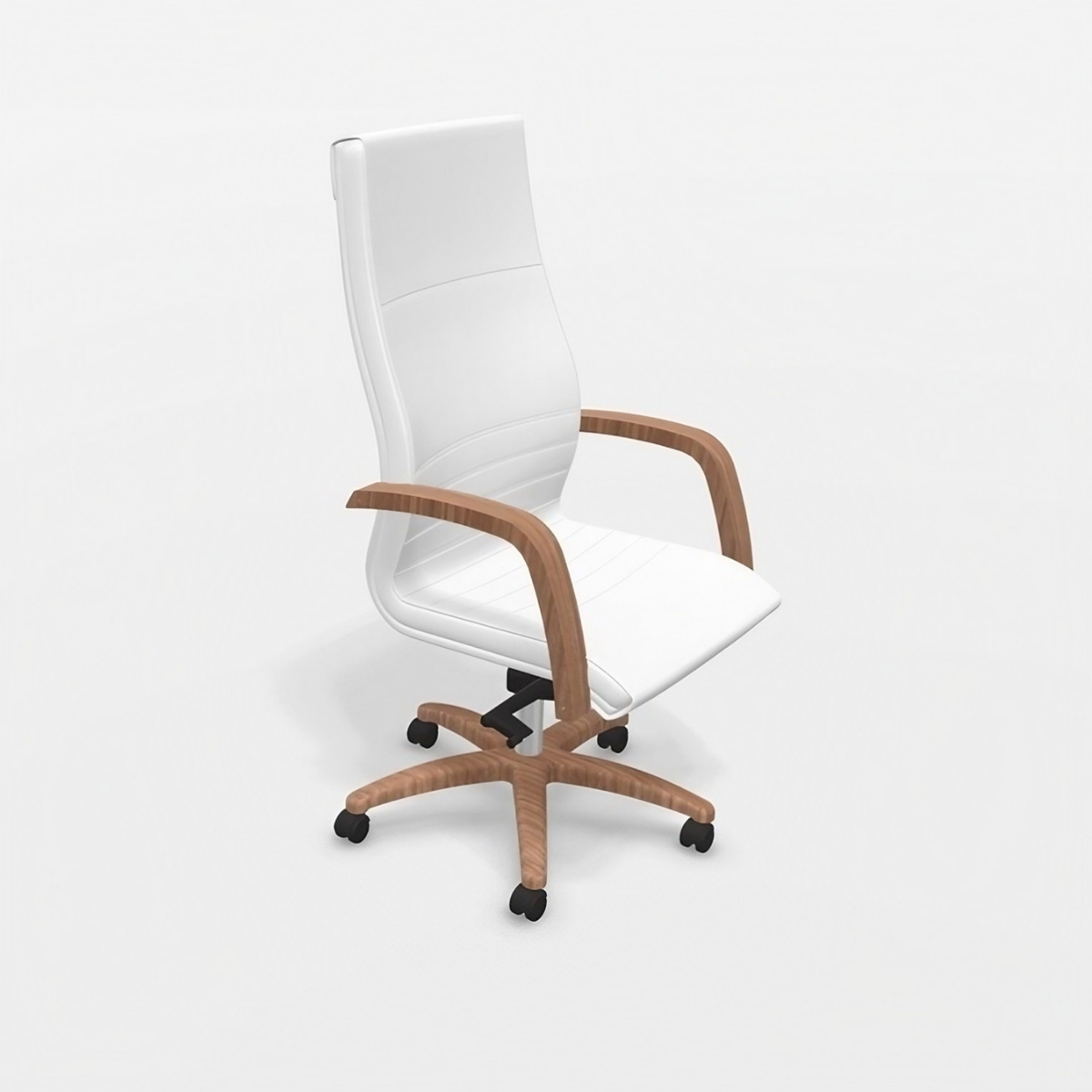 Fauteuil_direction_bois_métal_eco_cuir_noyer