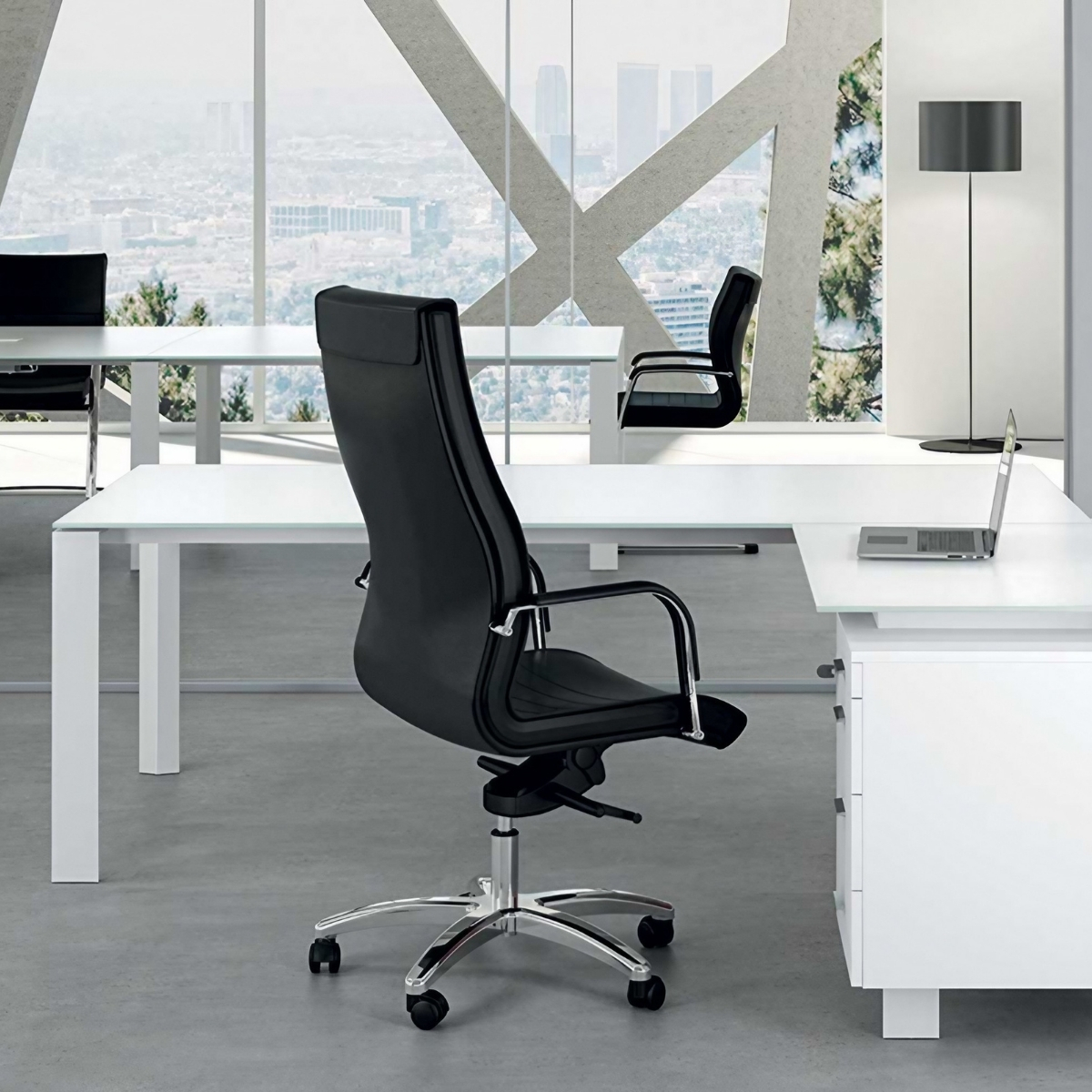 Fauteuil_direction_bois_métal_eco_cuir_chrome