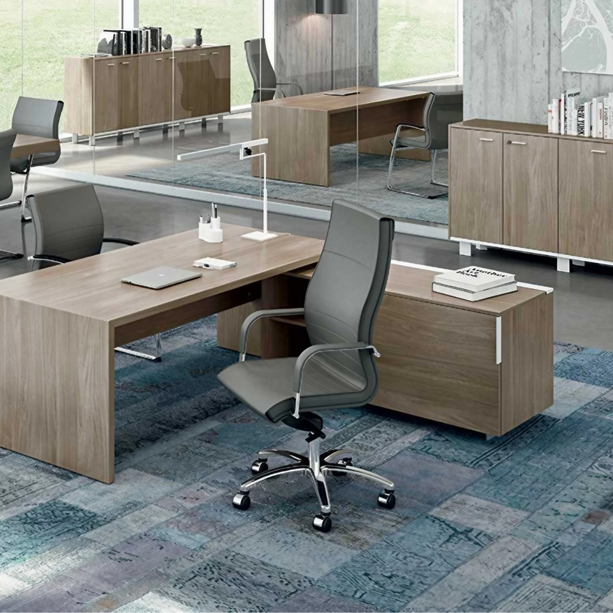 Fauteuil_direction_bois_métal_eco_cuir_design