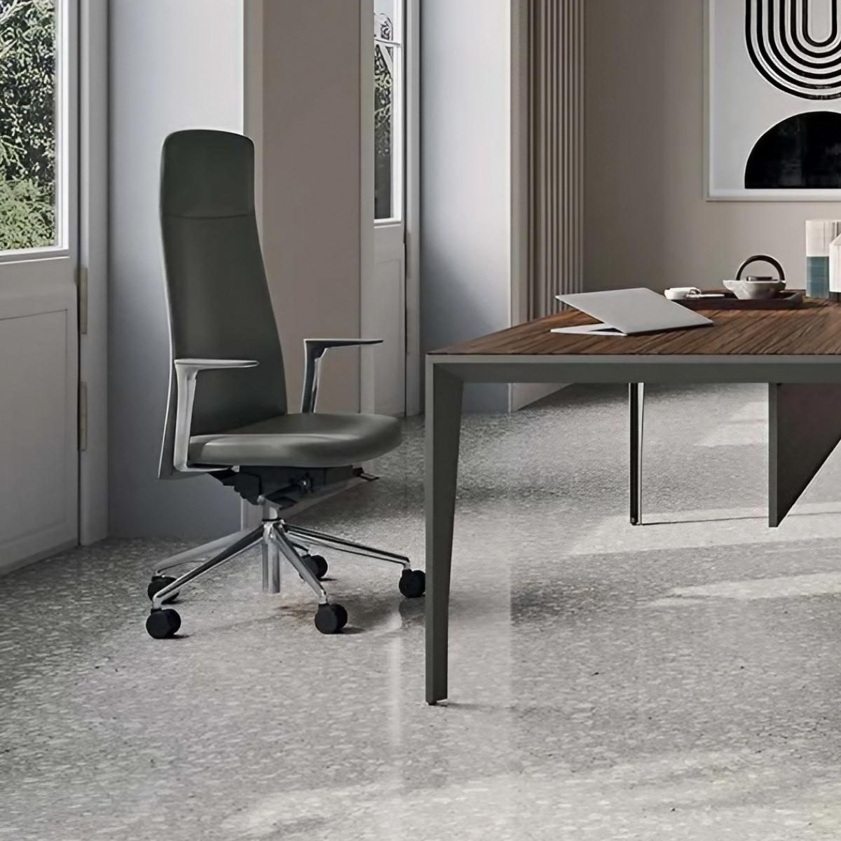 Fauteuil_direction_design_dossier_réglable_hauteur_gris