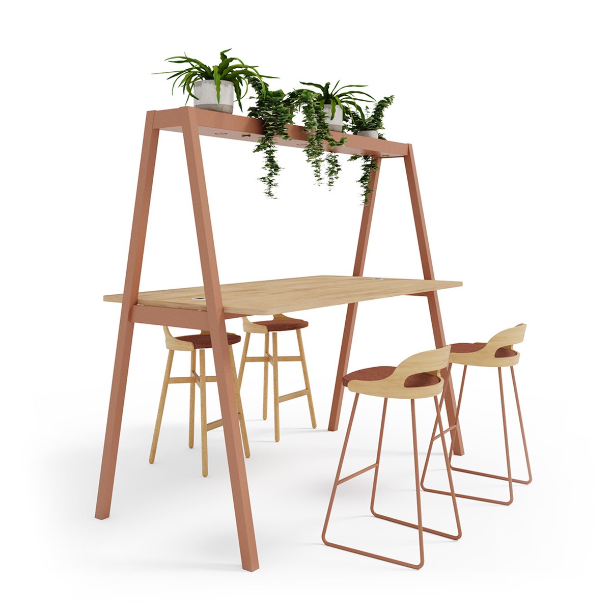 Table haute collaborative pour réunions debout et travail informel