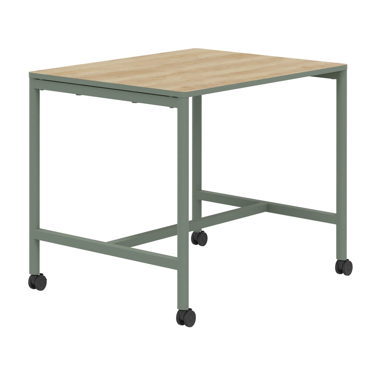 Table haute mobile rectangulaire à piétement sauge