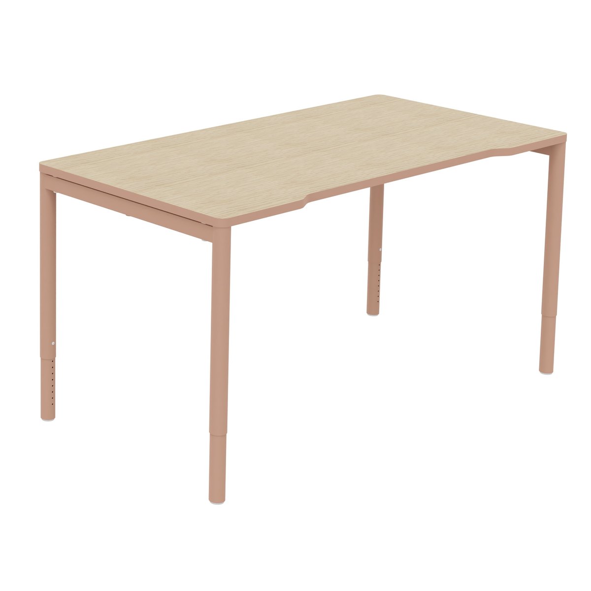 Bureau réglable en hauteur à piétement pêche