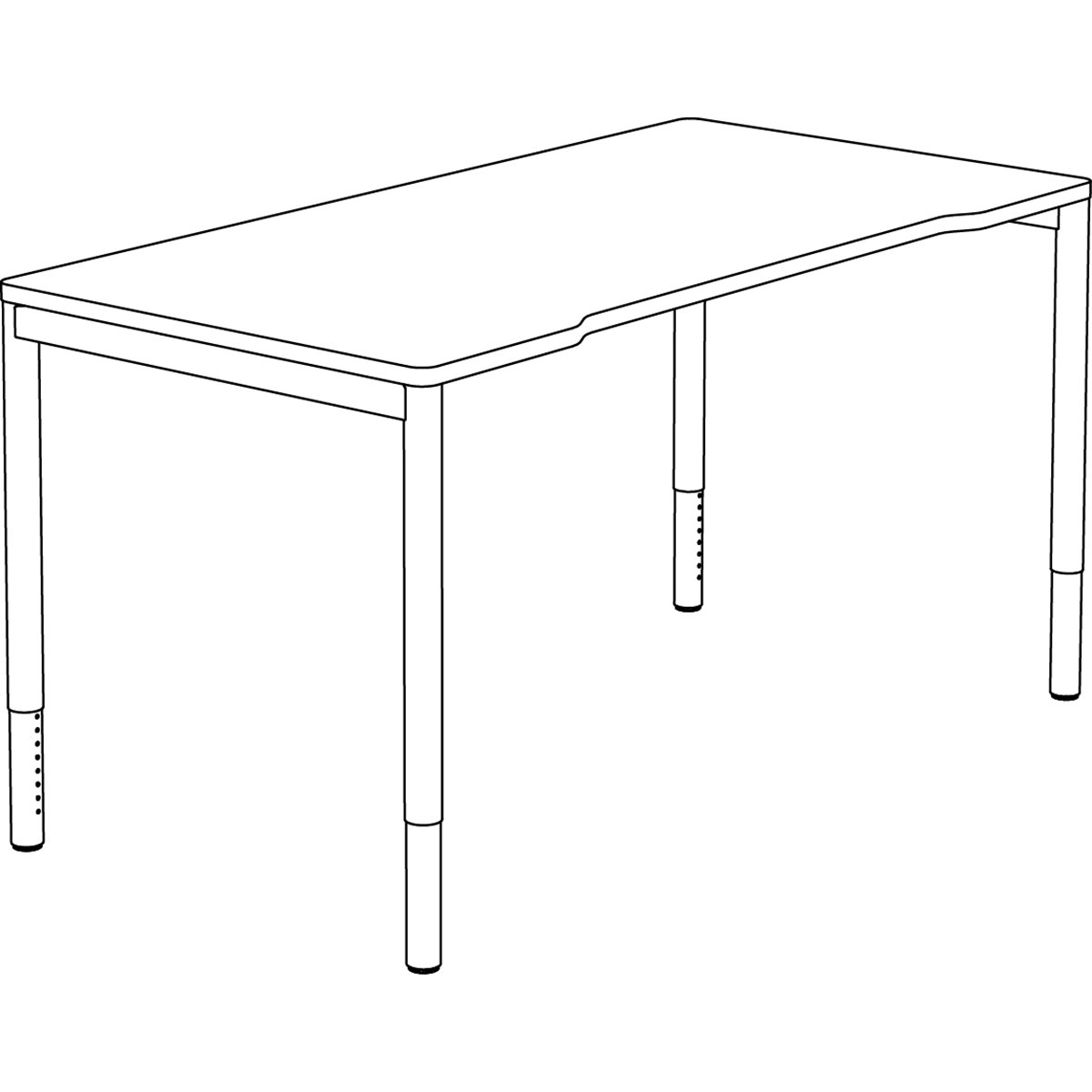Schéma du bureau réglable en hauteur