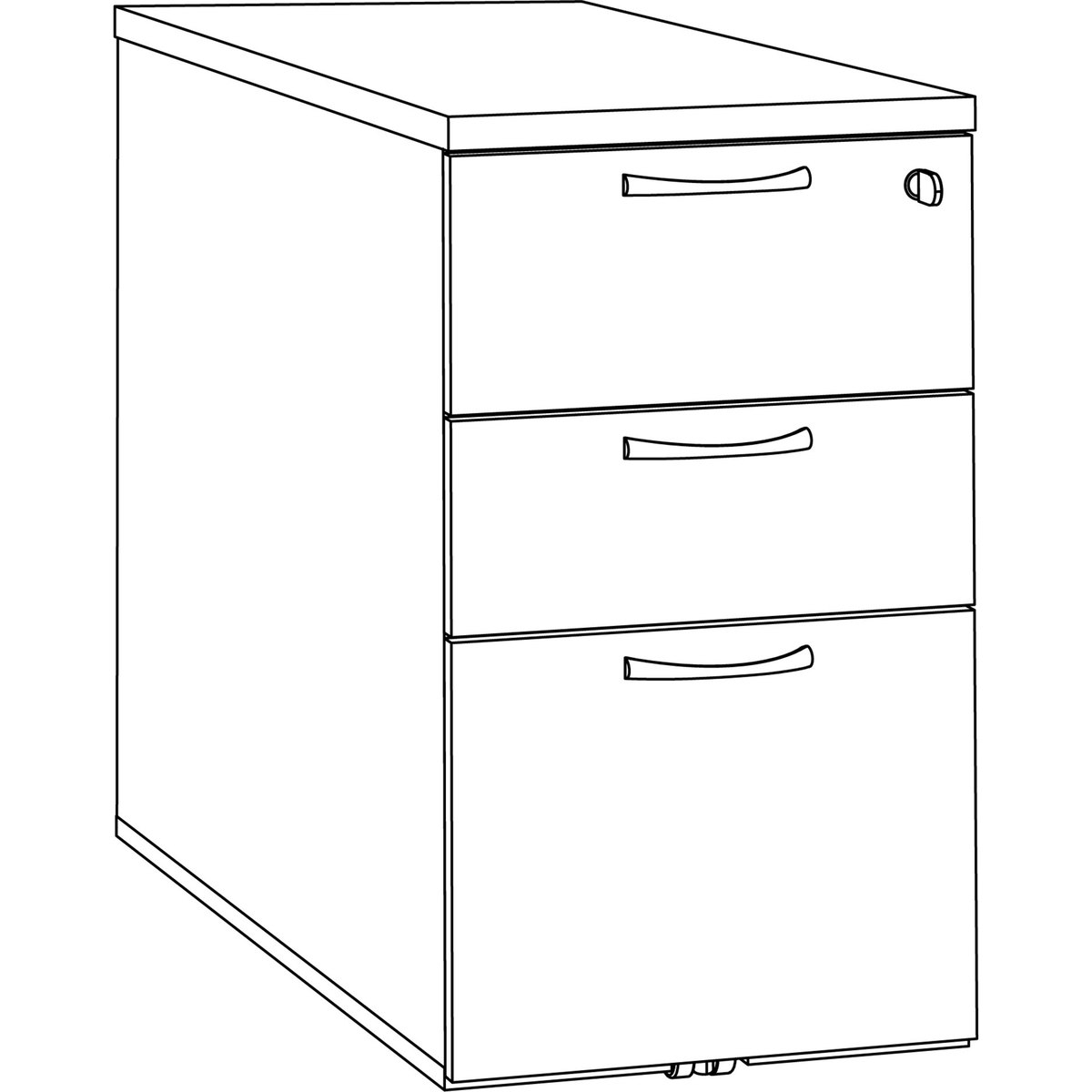 Schéma du caisson hauteur bureau à 3 tiroirs