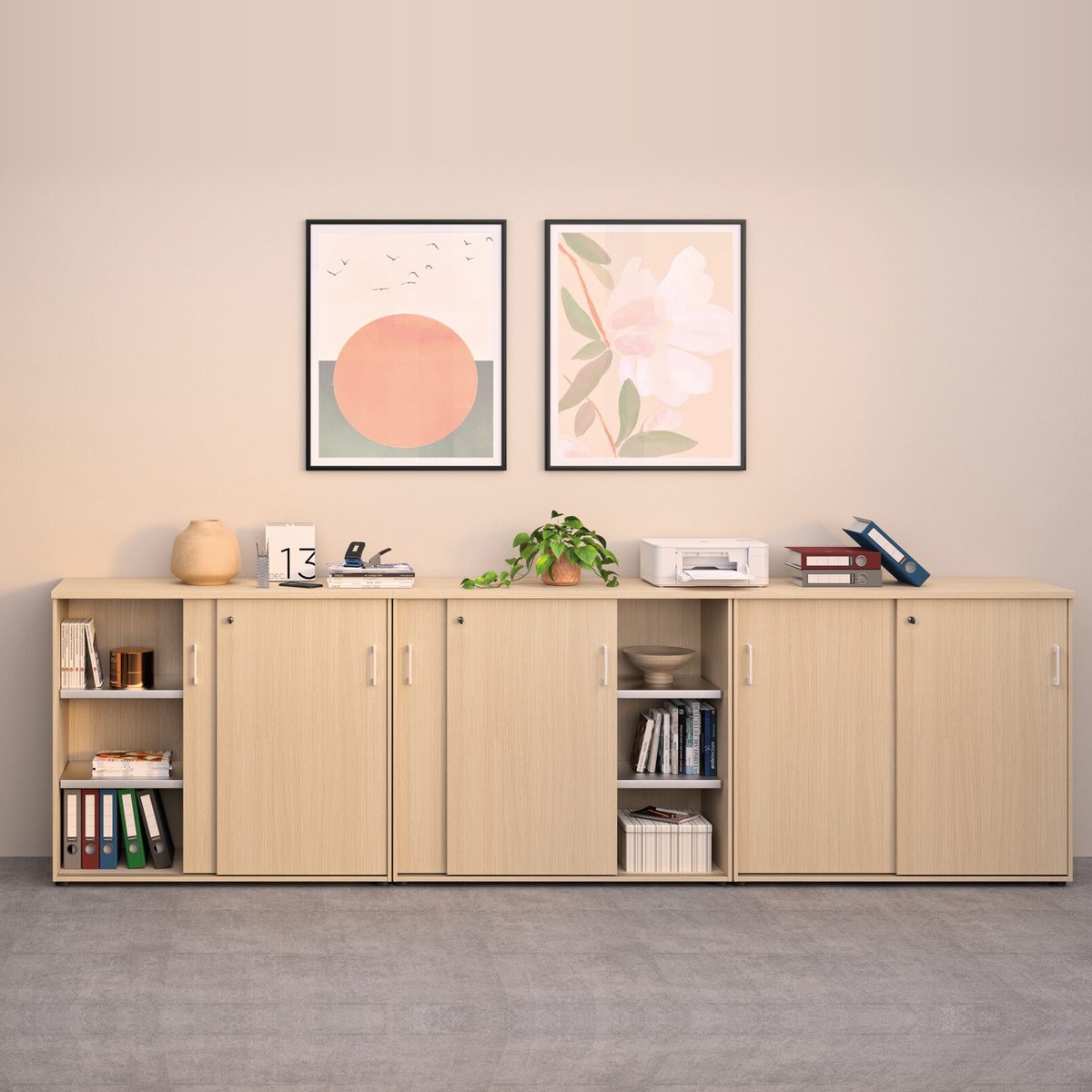 Armoire de bureau à portes coulissantes, de 72 à 160 cm de haut