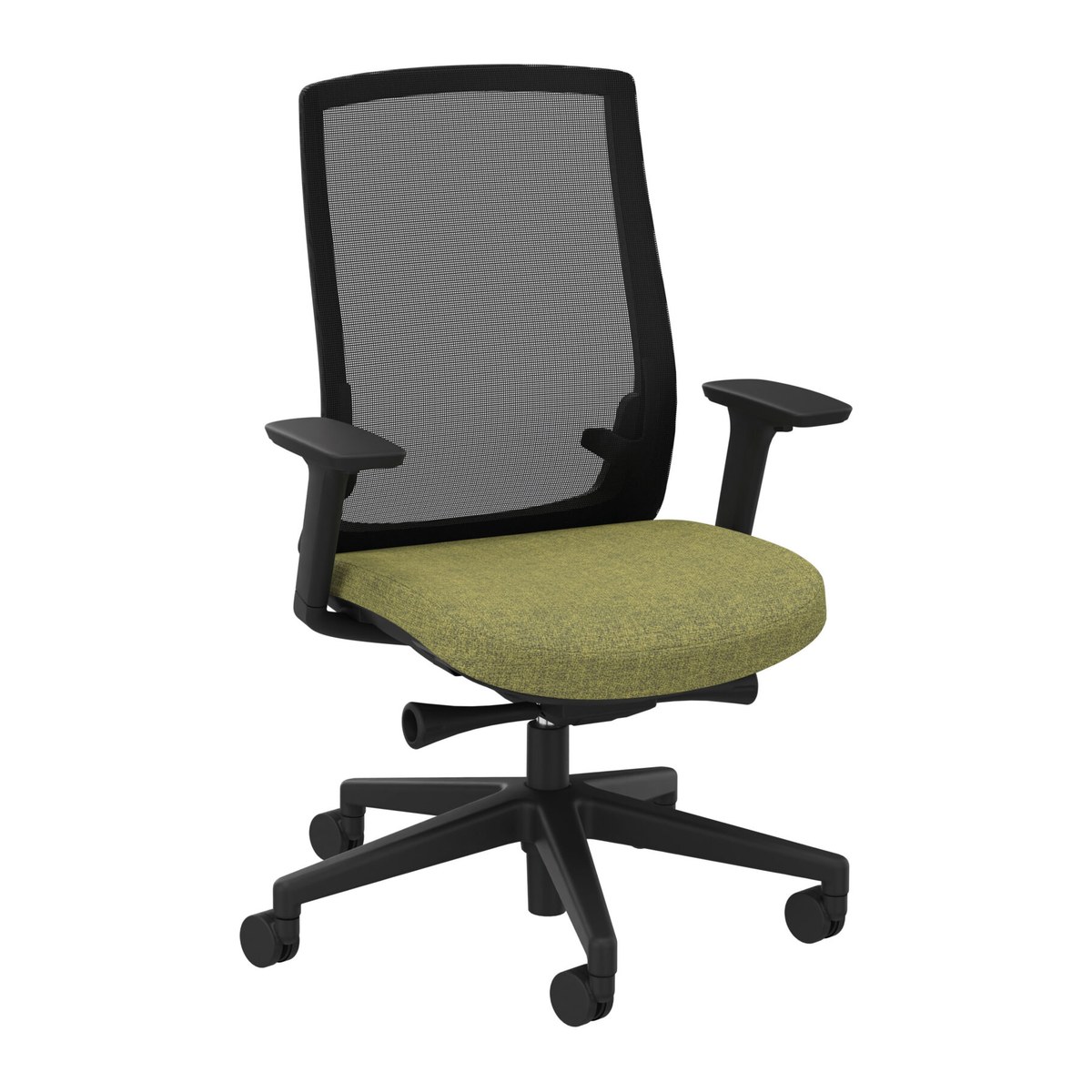 Fauteuil de bureau résille avec accoudoirs réglables et assise vert acide
