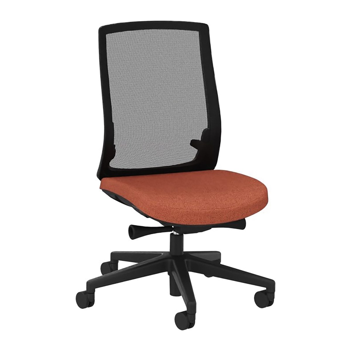 Siège de bureau sans accoudoirs à dossier résille et assise ocre