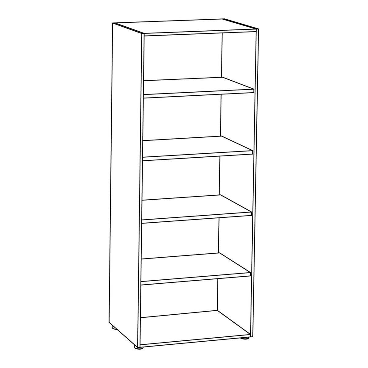 Dessin de la bibliothèque de bureau ouverte haute à quatre tablettes