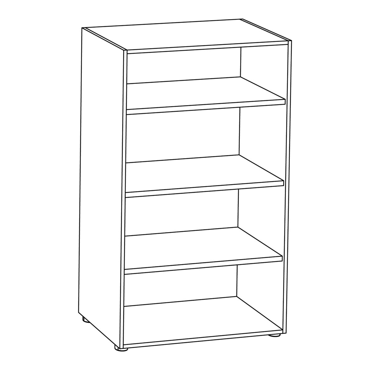 Dessin du rangement ouvert de 136 cm à trois tablettes