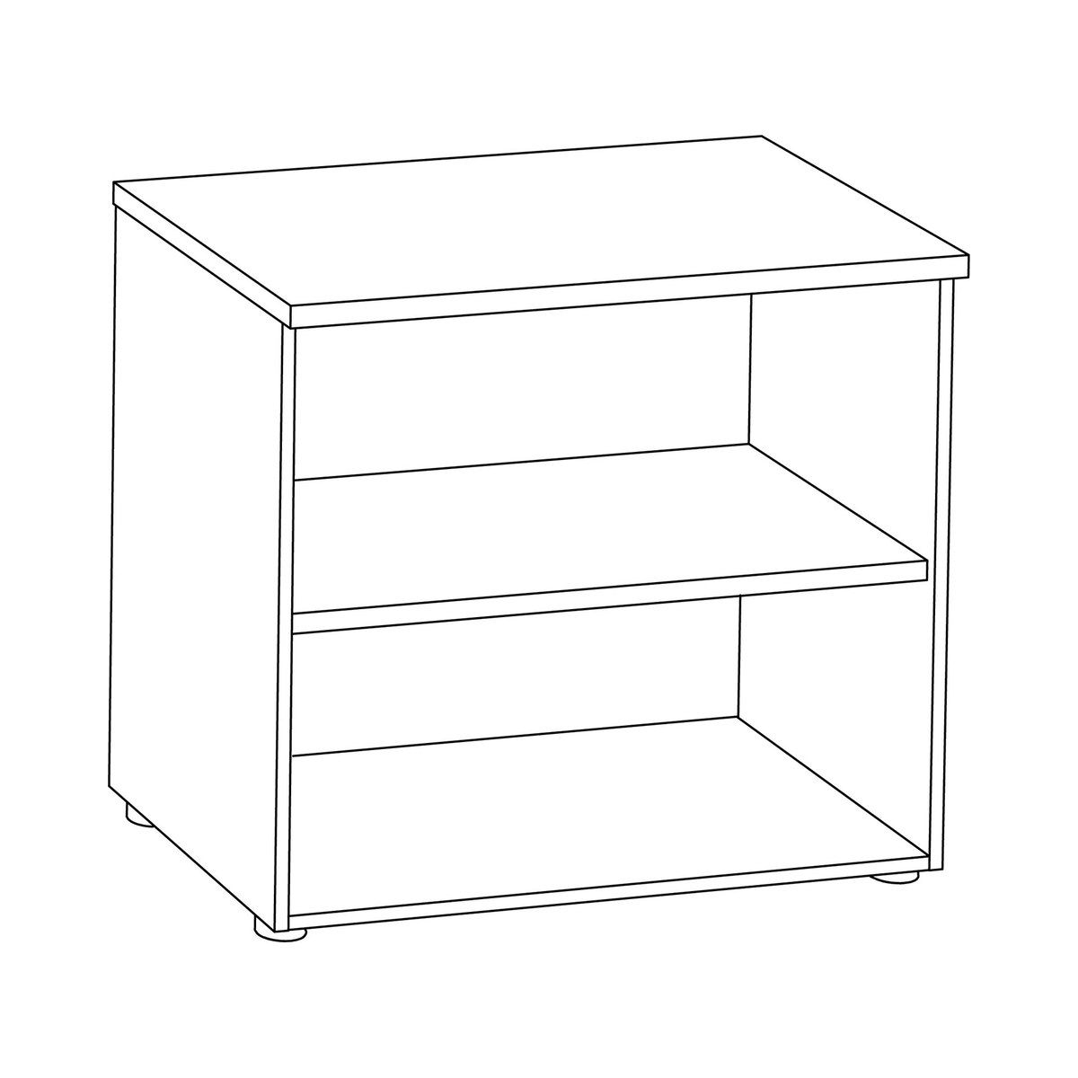 Dessin du rangement ouvert bas de 72 cm à une tablette