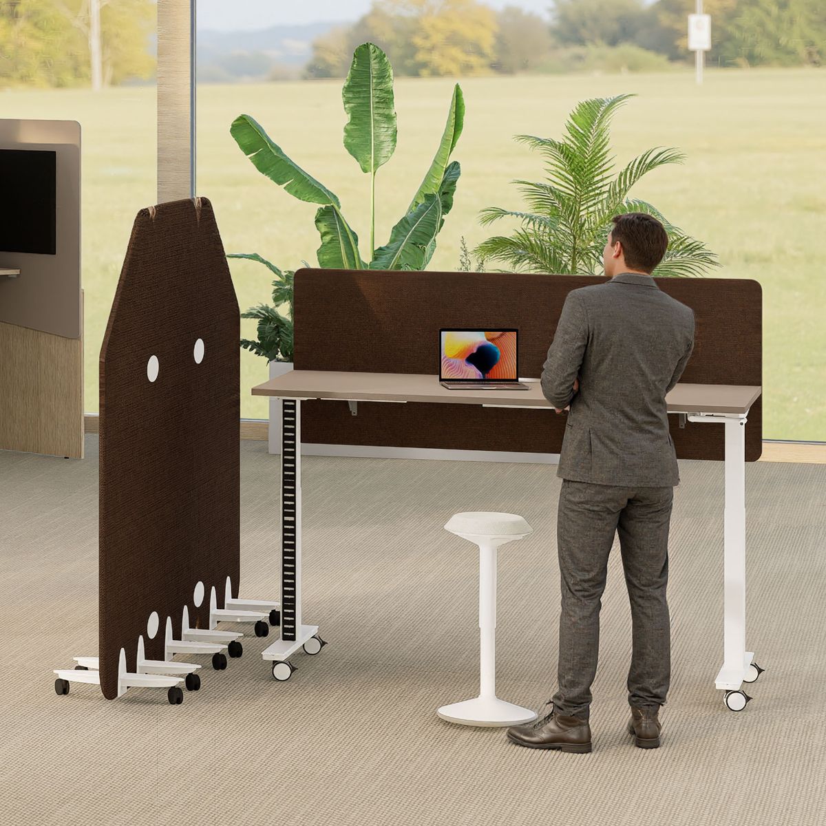Cloison acoustique mobile sur roulettes, tissu doux et 9 formats