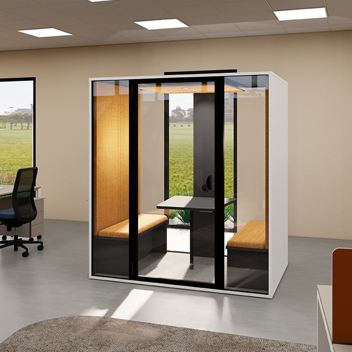 Cabine acoustique 4 personnes, petite salle de réunion sans travaux