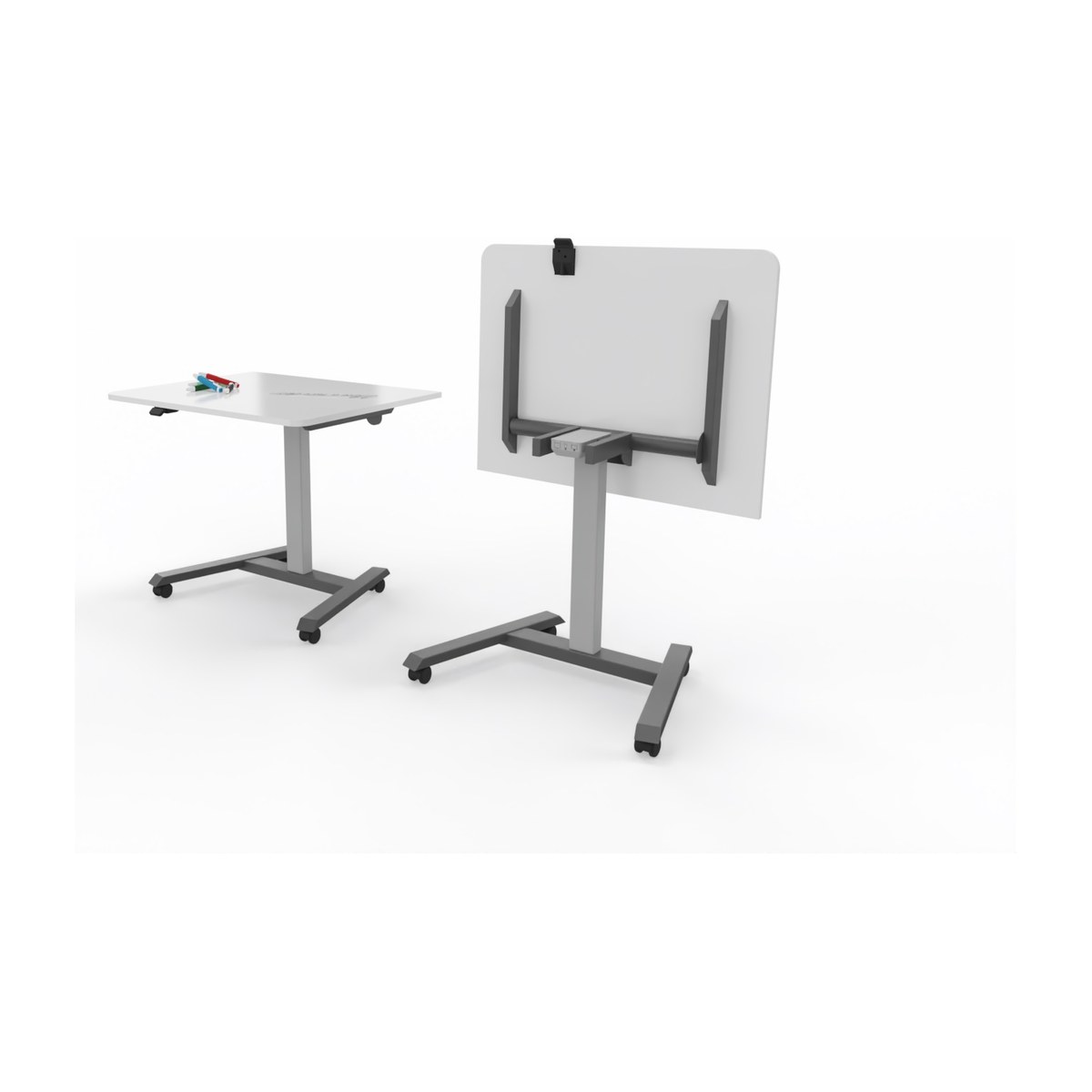Bureau compact à plateau rabattable, position travail et position rangée