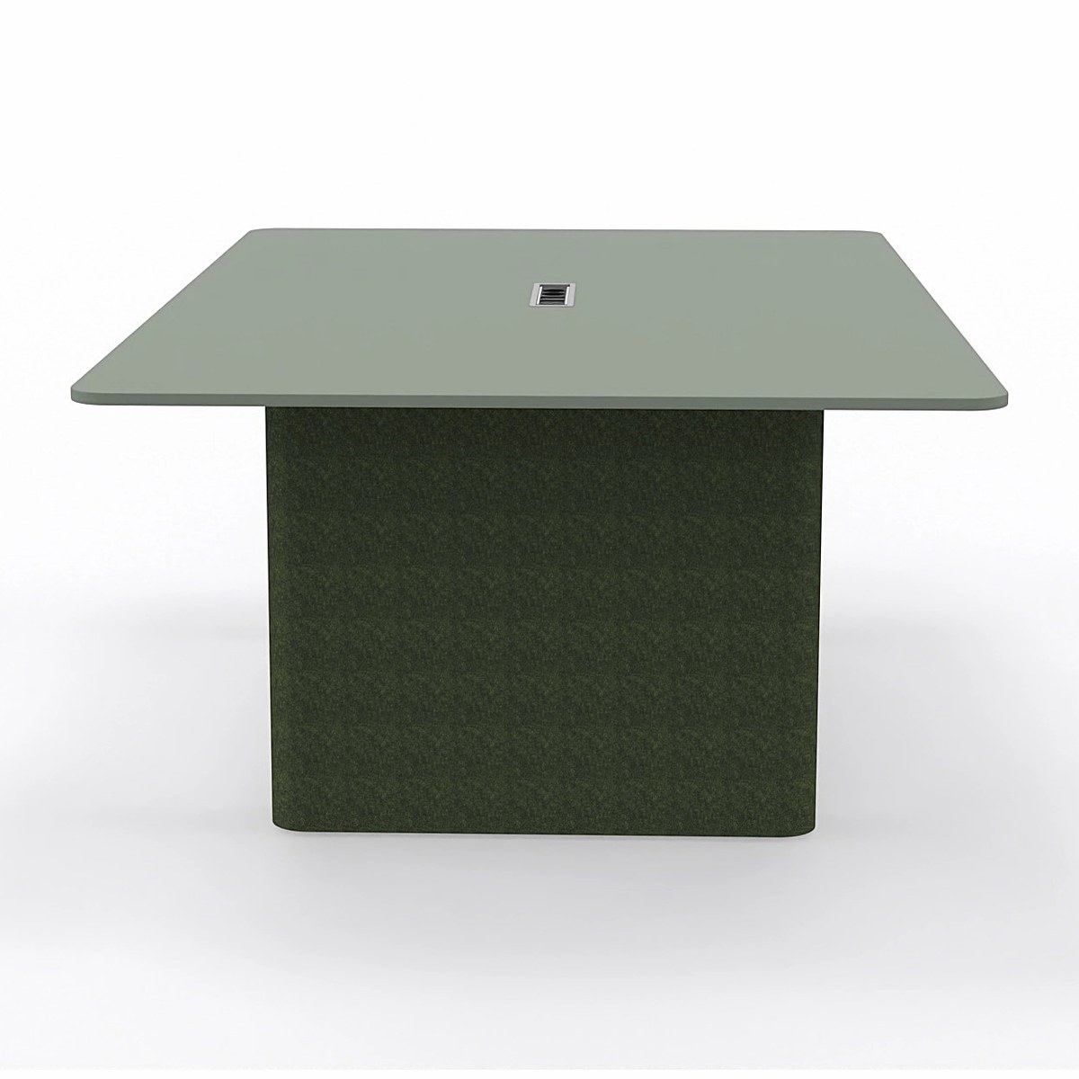 Table de réunion vue de profil avec pied plein gainé de feutre