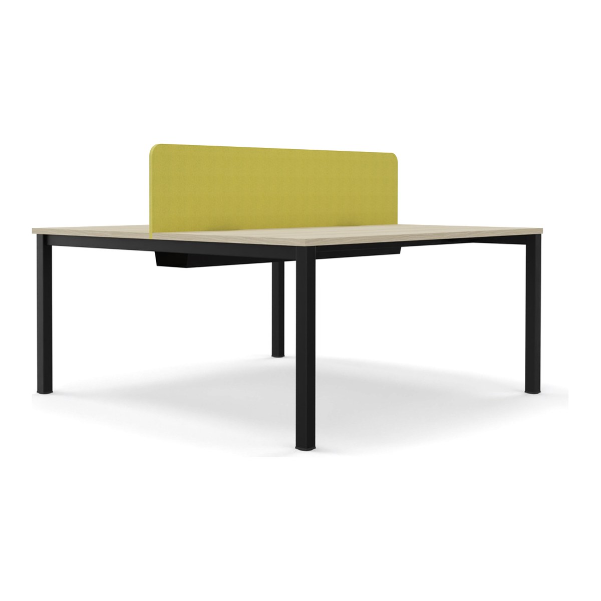 Bureau bench 2 postes à structure noire avec écran de séparation en option