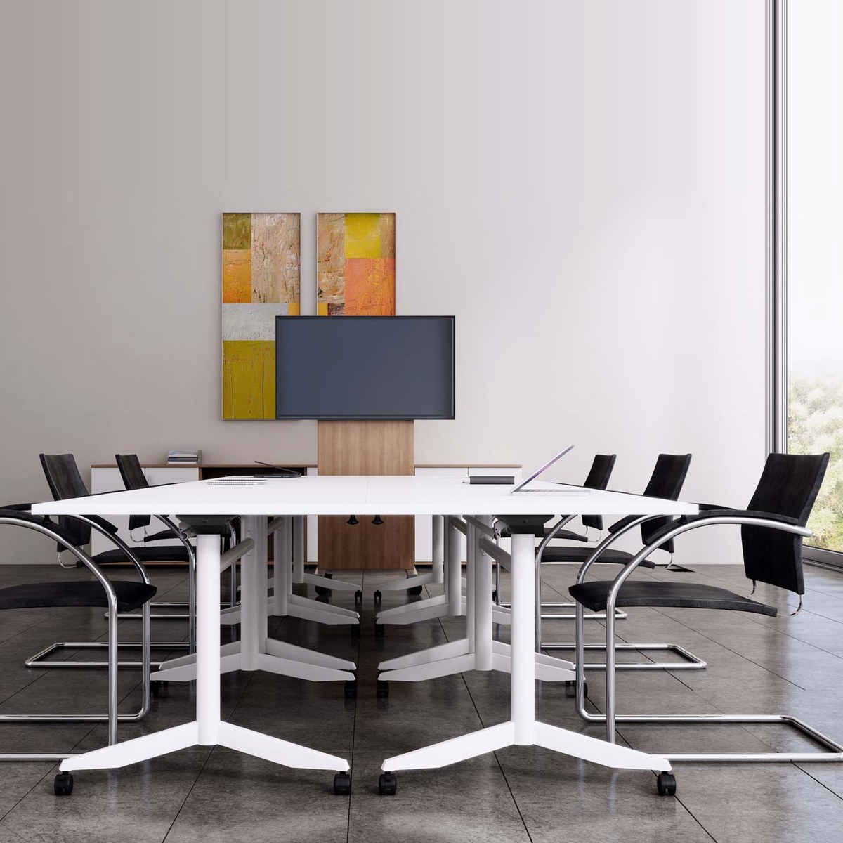 Table de réunion pliante sur roulettes pour salle de formation