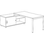 Schéma du bureau avec console de rangement à porte coulissante