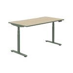 Bureau assis-debout électrique, piétement sauge et plateau chêne fil