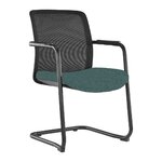 Chaise visiteur luge à dossier résille et assise bleu pétrole
