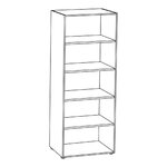 Dessin de la bibliothèque de bureau ouverte haute à quatre tablettes