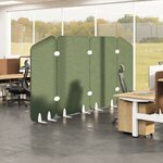Cloisons acoustiques fixes en tissu vert forêt reliées entre elles dans un open space