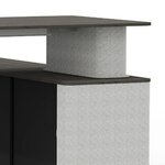 Colonne gainée de feutre posée sur le meuble porteur du bureau