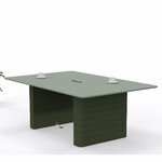Table de réunion rectangulaire vert roseau à pieds pleins en feutre vert