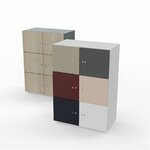 Casiers de bureau 6 portes, lun aux portes de couleurs panachées, lautre en décor bois
