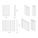 Schéma coté des paravents pliants 3 et 6 modules, 110 et 205 cm de long pour 177 cm de haut